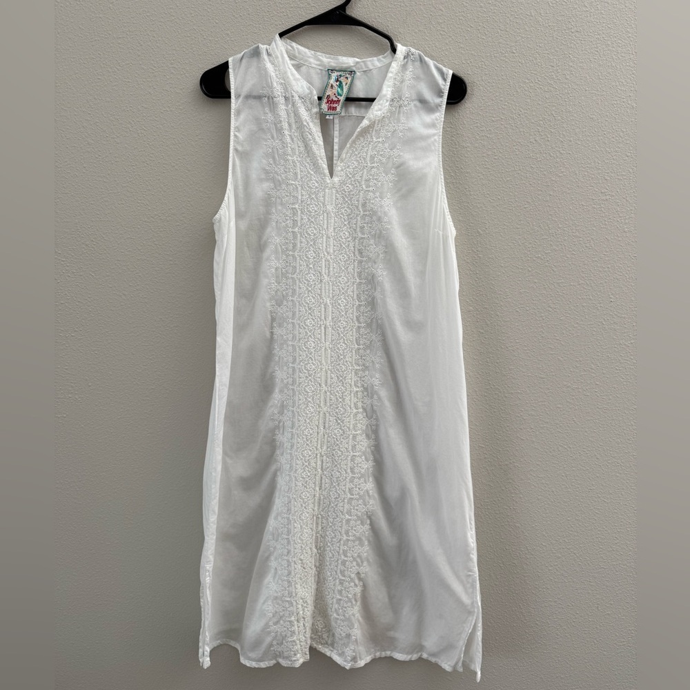 Johnny Was Embroidered Cotton Dress